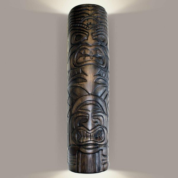 A19 Lighting Tiki Totem Wall Sconce, Dark Teak NT003-DT-2LEDE26